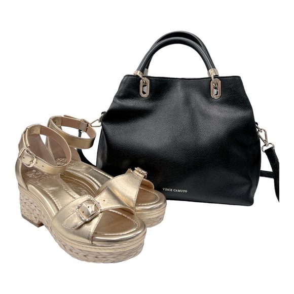 Vince Camuto Adjustable Wedge Sandals - Meterry Gold size 7.5 M - Picture 4 of 14